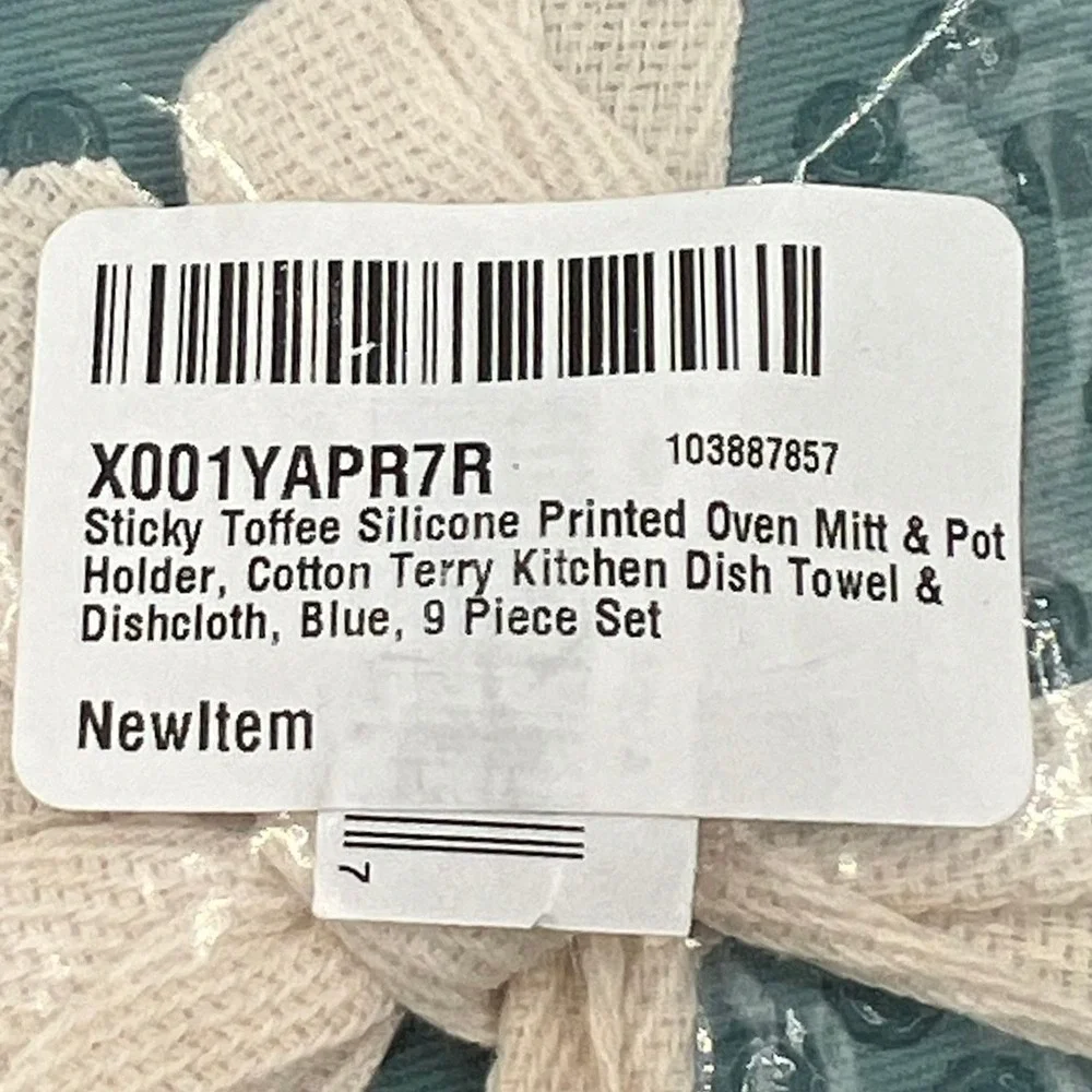 Sticky Toffee Kitchen Set 9 Piece Blue Silicone Cotton Brand New